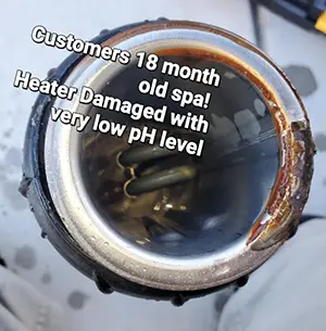 damaged hot tub heater repair in san Diego California by Jason's Spa and repair