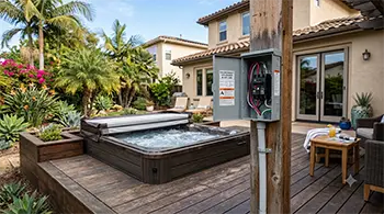 gfci-hot-tub-hook-up-on-a-deck-in-san-diego-back-yard