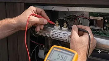 testing hot tub heater repair with multimeter in san diego Jason's Spa and Repair